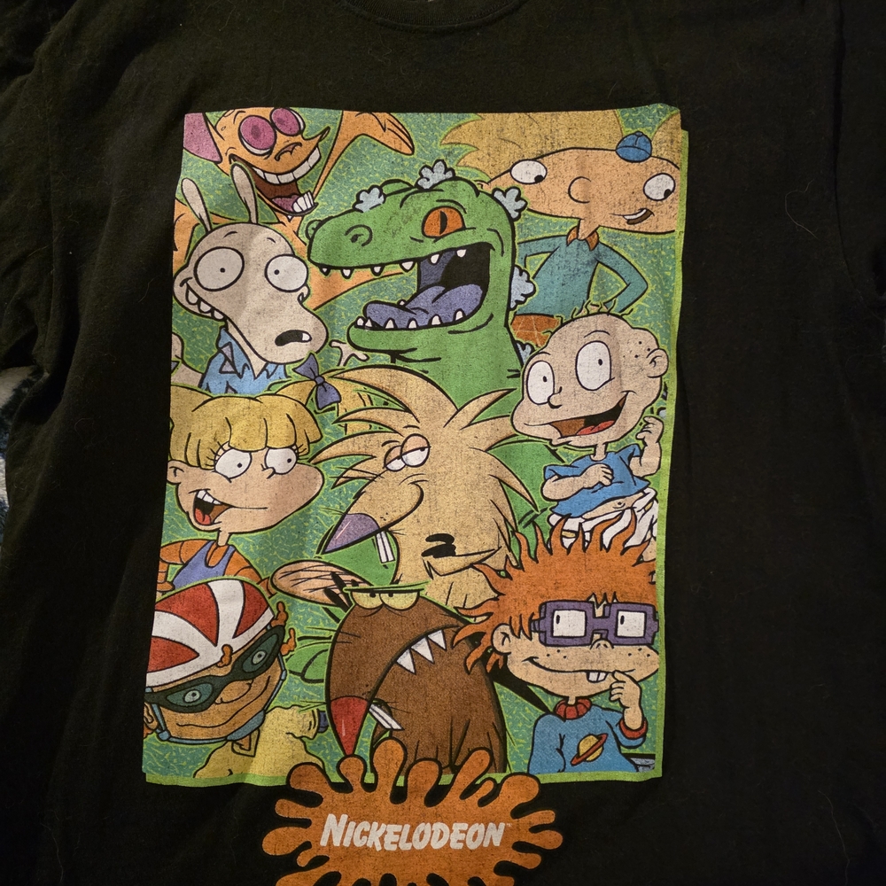 Nickelodeon Black T-Shirt with Colorful Characters